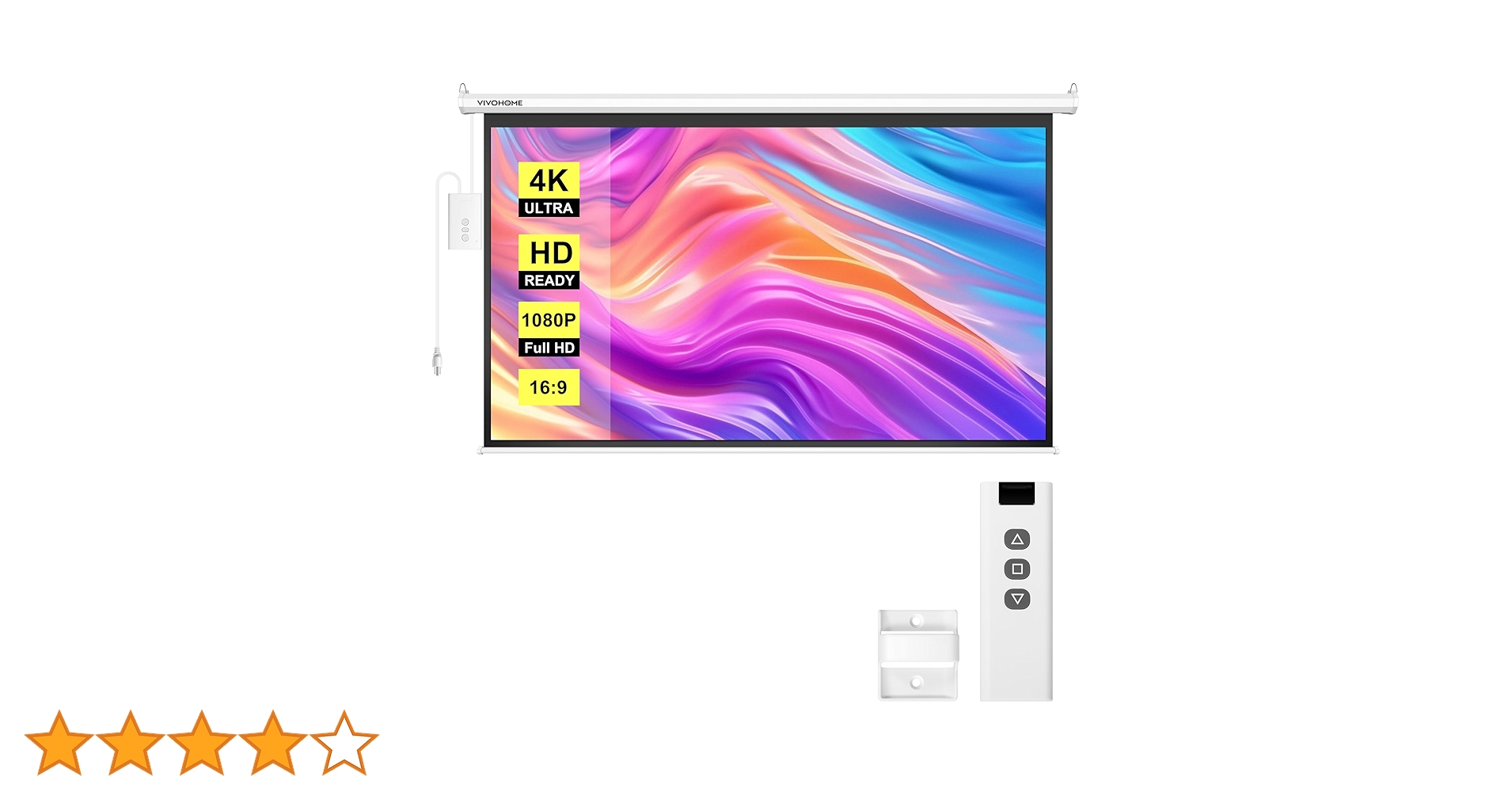 VIVOHOME Motorized Projector Screen with Remote, 16:9 100